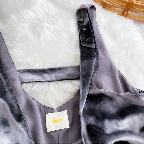 Anthropologie Maeve Velvet Romper Jumpsuit Jeweled Buttons Cropped Wide Leg Gray - Picture 7 of 15